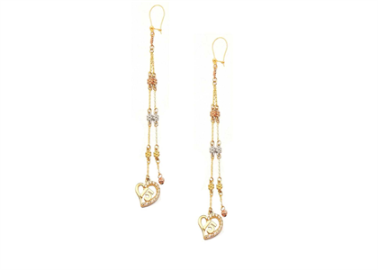 Three Tone Plated Dangle Numerical CZ Earring